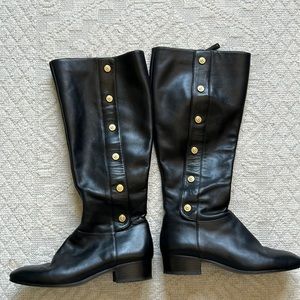 Nine West black leather tall boots size 7
